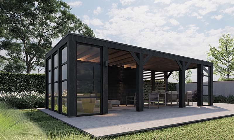 Woning en bijgebouw met geïntegreerde energieoplossing